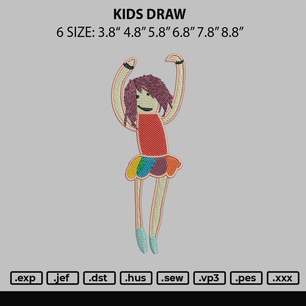 Kids Draw Embroidery File 6 sizes