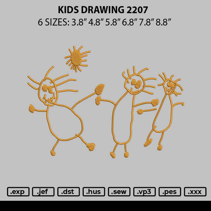 Kids Drawing 2207 Embroidery File 6 sizes