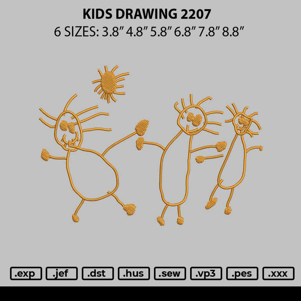 Kids Drawing 2207 Embroidery File 6 sizes