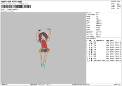 Kids Draw Embroidery File 6 sizes