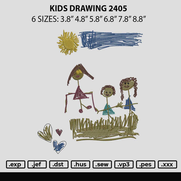 Kids Drawing 2405 Embroidery File 6 sizes