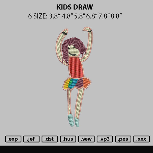 Kids Draw Embroidery File 6 sizes