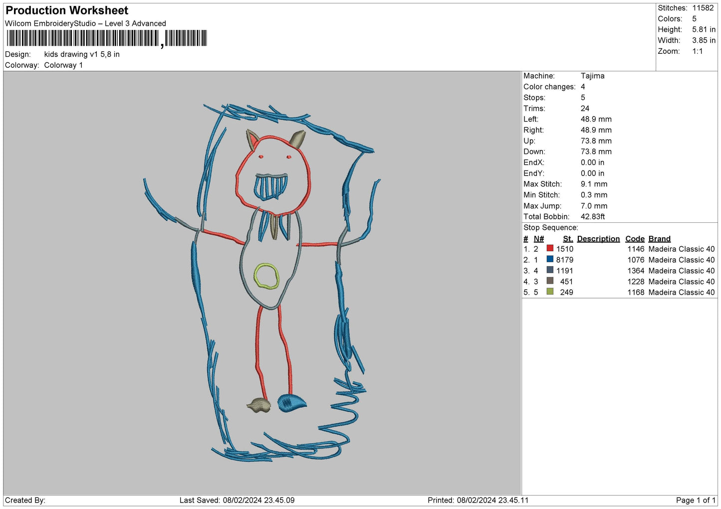 Drawing 01 Embroidery File 6 sizes
