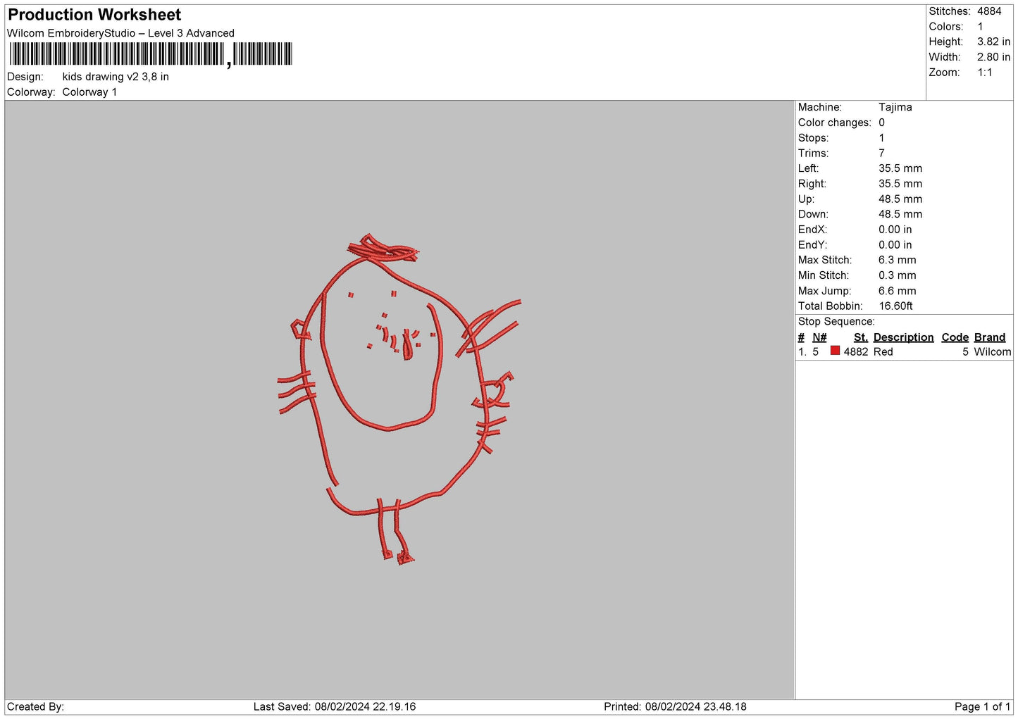 Drawing 02 Embroidery File 6 sizes