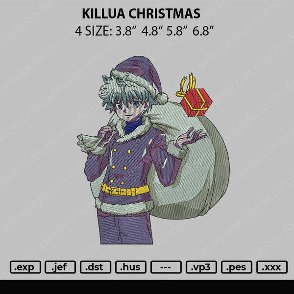 Killua Christmas Embroidery File 4 size