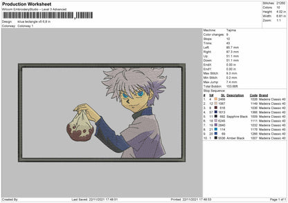Killua Rectangle V5 Embroidery File 4 size