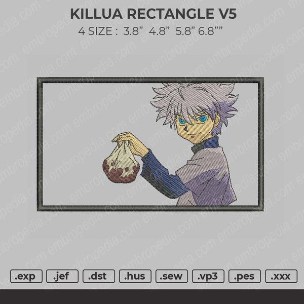 Killua Rectangle V5 Embroidery File 4 size