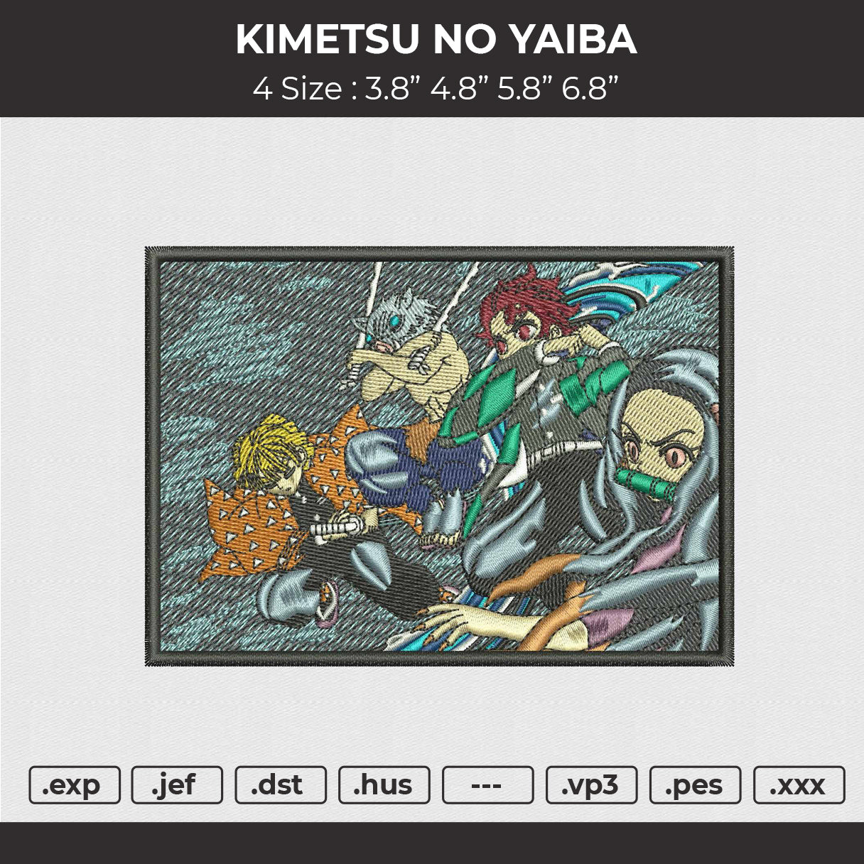 Kimetsu No Yaiba Embroidery File 4 size