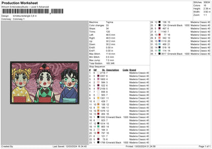 Kimetsurectangle Embroidery File 6 sizes