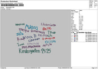 Kindergarten Text Embroidery File 6 sizes