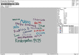 Kindergarten Text Embroidery File 6 sizes