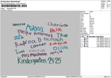 Kindergarten Text Embroidery File 6 sizes