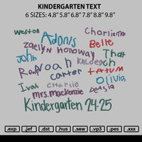Kindergarten Text Embroidery File 6 sizes