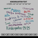 Kindergarten Text Embroidery File 6 sizes