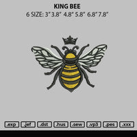 King Bee Embroidery File 6 sizes