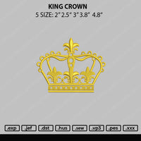 King Crown Embroidery File 5 sizes