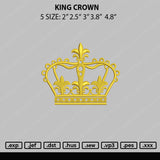 King Crown Embroidery File 5 sizes