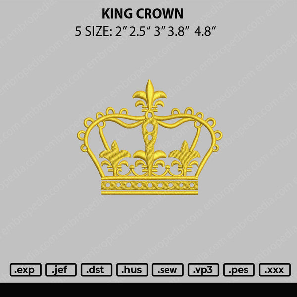 King Crown Embroidery File 5 sizes