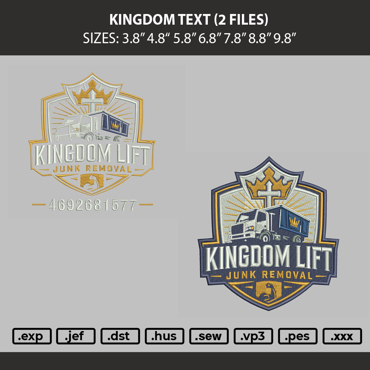 Kingdom Text Embroidery Machine Designs 2 Files