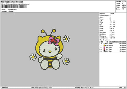 Kitty yellow Embroidery File 6 sizes