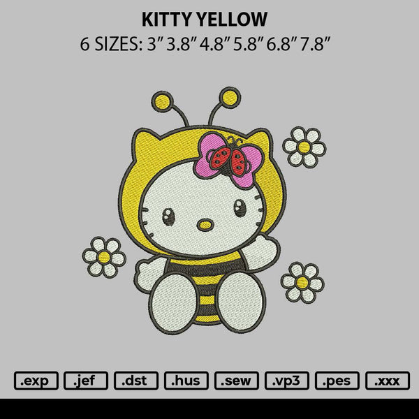 Kitty yellow Embroidery File 6 sizes