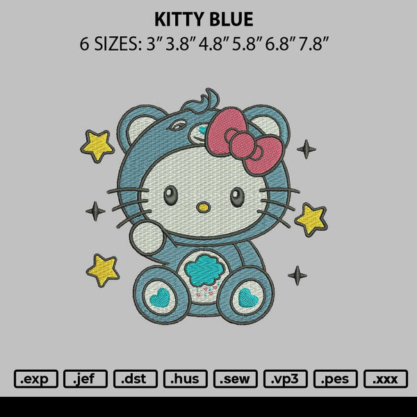 Kitty Blue Embroidery File 6 sizes