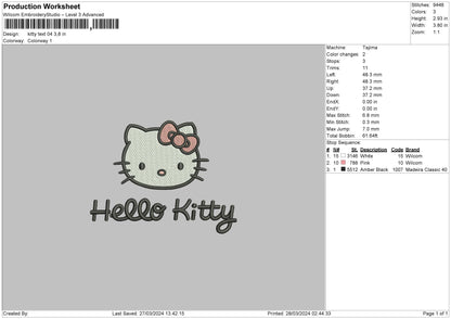 Kitty Text 04 Embroidery File 6 sizes