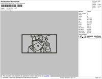 Kakashi Rectangle Outline Embroidery File 4 size