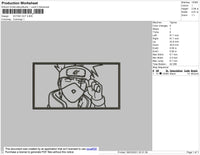 Kakashi Rectangle Outline Embroidery File 4 size