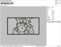 Kakashi Rectangle Outline Embroidery File 4 size