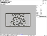 Kakashi Rectangle Outline Embroidery File 4 size