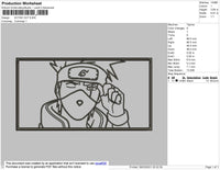 Kakashi Rectangle Outline Embroidery File 4 size