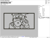 Kakashi Rectangle Outline Embroidery File 4 size