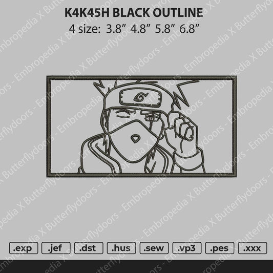 Kakashi Rectangle Outline Embroidery File 4 size