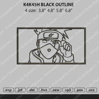 Kakashi Rectangle Outline Embroidery File 4 size