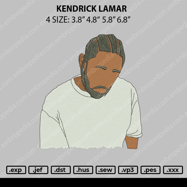 Kendrick Lamar Embroidery File 4 size