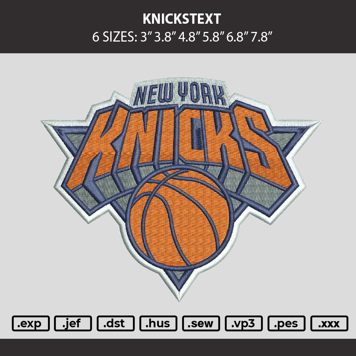 Knickstext Embroidery Machine Design File 6 sizes