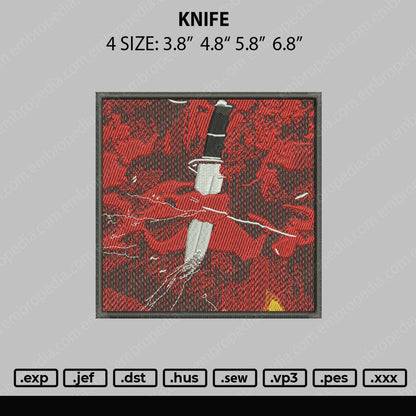 Knife Embroidery File 4 size