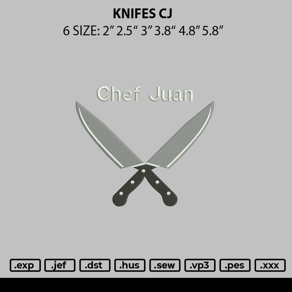 Knifes Cj Embroidery File 6 sizes