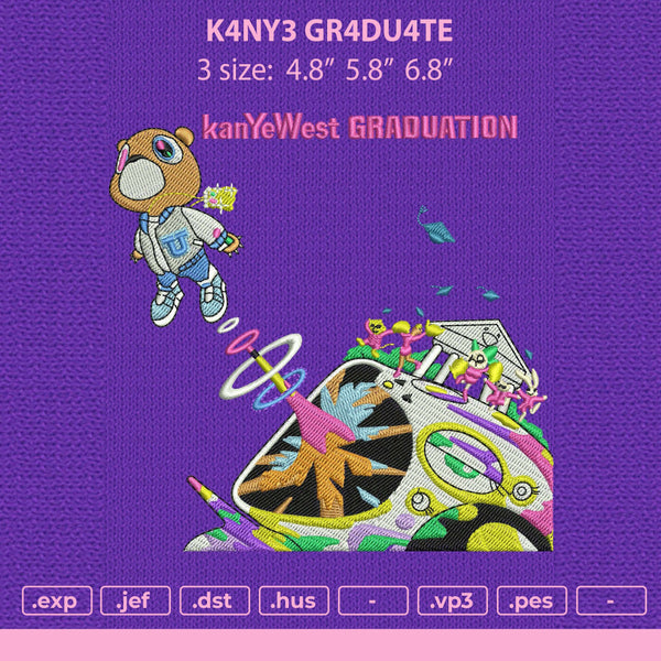 Kanye Graduete Embroidery File 3 size