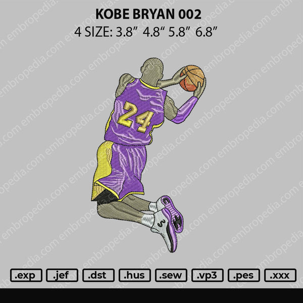 Kobe Bryan 002 Embroidery File 4 size