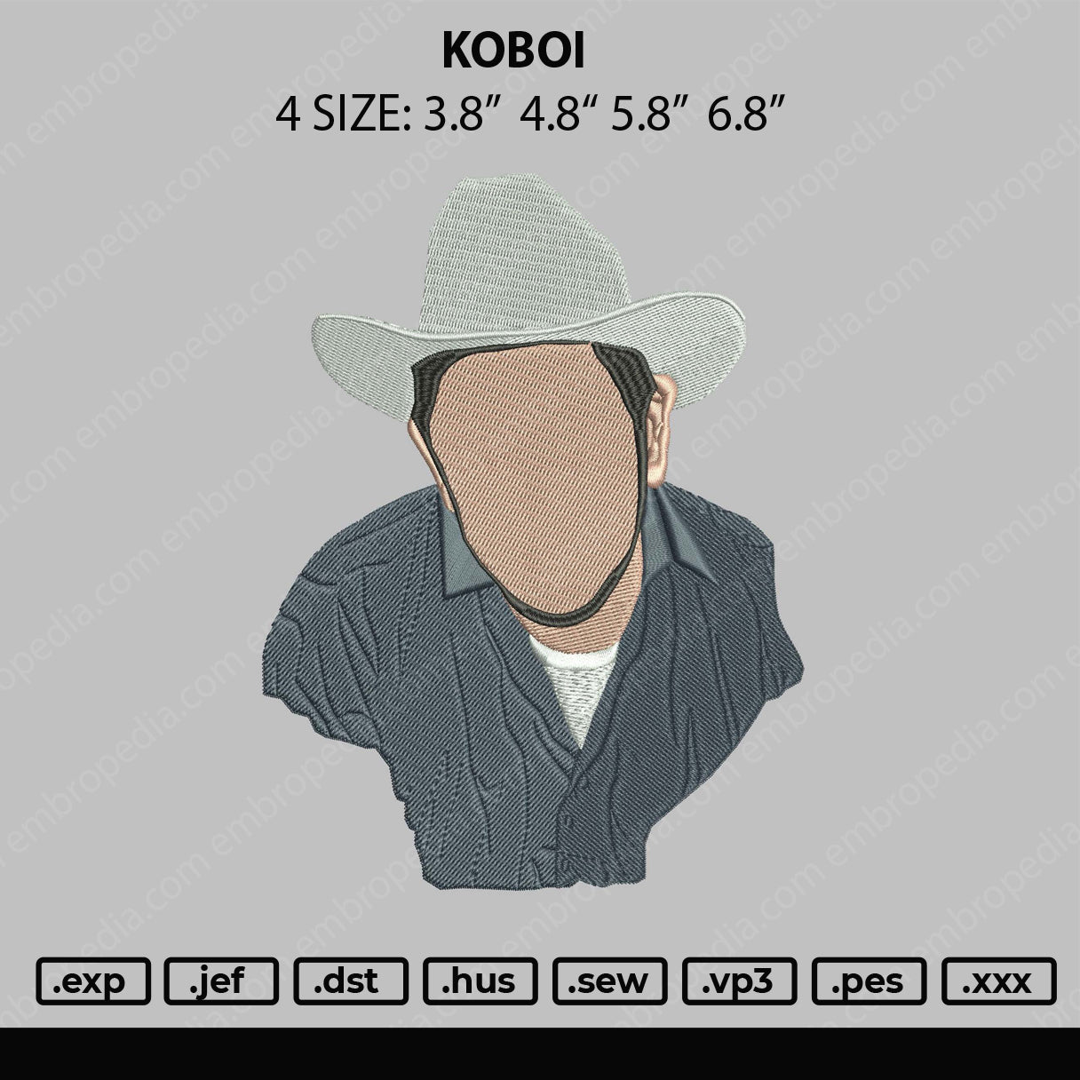 Koboi Embroidery File 4 size