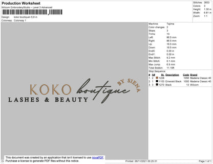 Koko Boutique Embroidery File 4 size