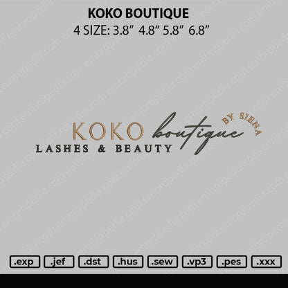Koko Boutique Embroidery File 4 size