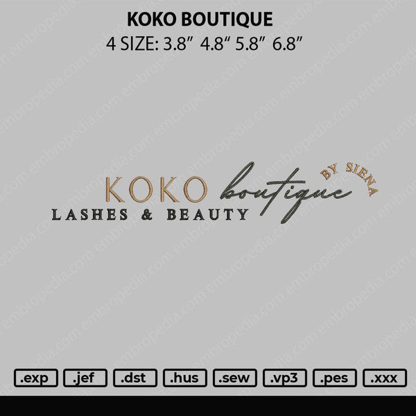 Koko Boutique Embroidery File 4 size