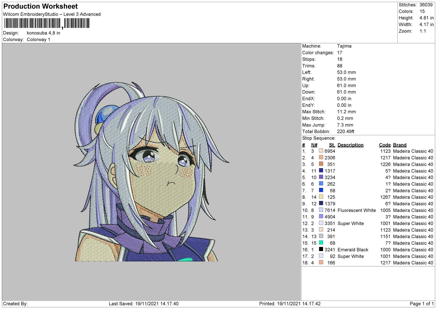 Konosuba Embroidery File 4 size