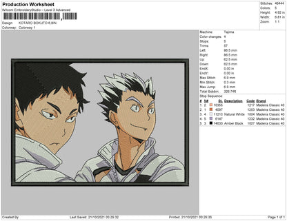 Kotaro Bokuto Embroidery File 4 size