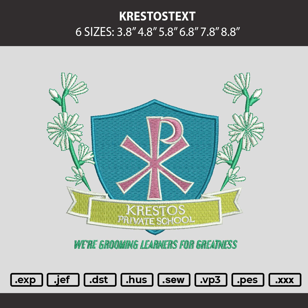 Krestostext Embroidery Machine Design File 6 sizes