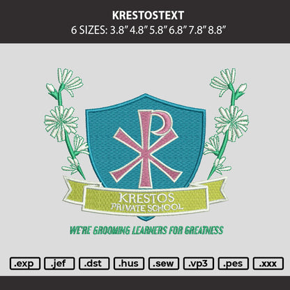 Krestostext Embroidery Machine Design File 6 sizes