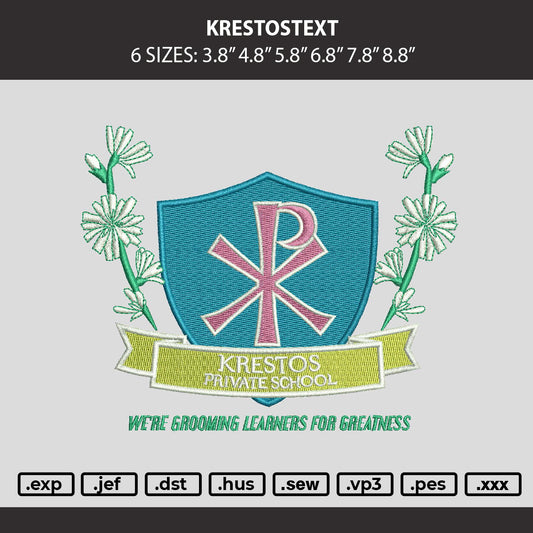 Krestostext Embroidery Machine Design File 6 sizes